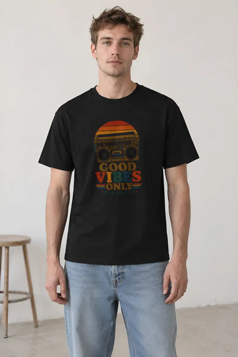 "Good Vibes Only" Heavyweight Unisex Crewneck T-shirt