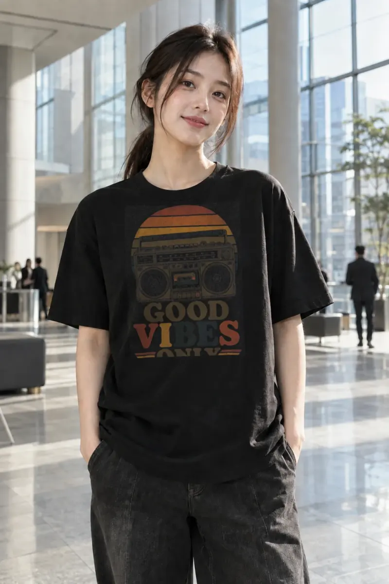 “Good Vibes Only” Heavyweight Unisex Crewneck T-shirt | Gildan 5000