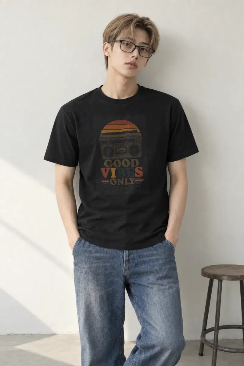 "Good Vibes Only" Heavyweight Unisex Crewneck T-shirt