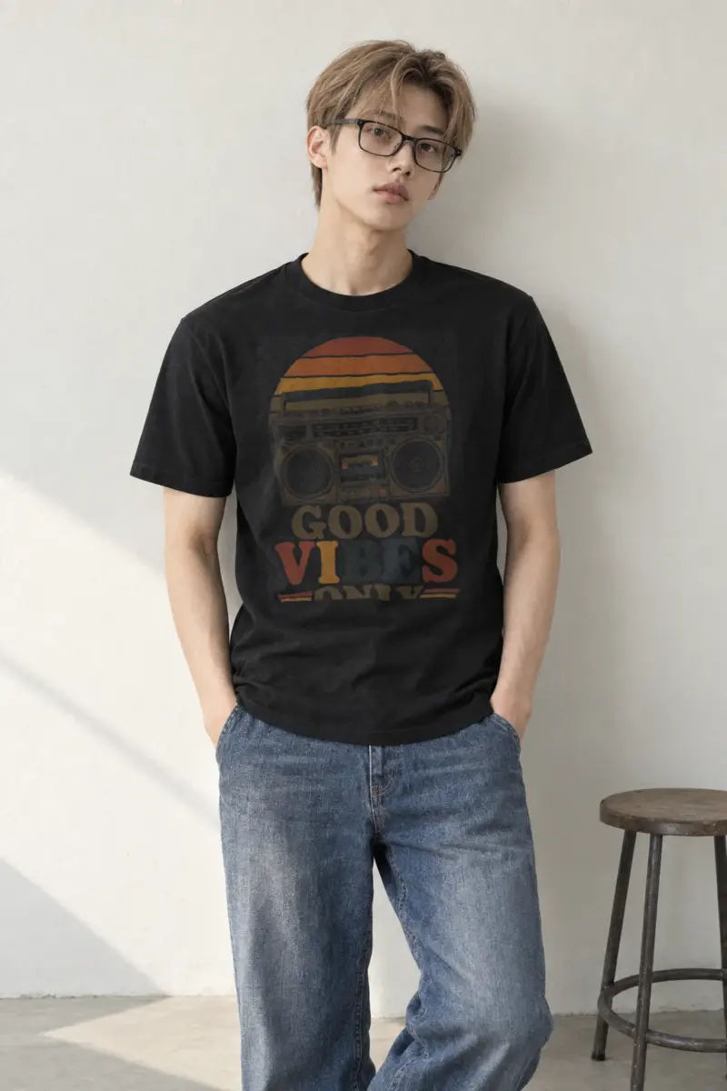 "Good Vibes Only" Heavyweight Unisex Crewneck T-shirt | Gildan 5000