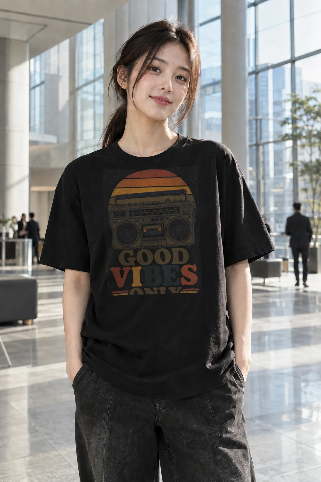 "Good Vibes Only" Heavyweight Unisex Crewneck T-shirt | Gildan 5000