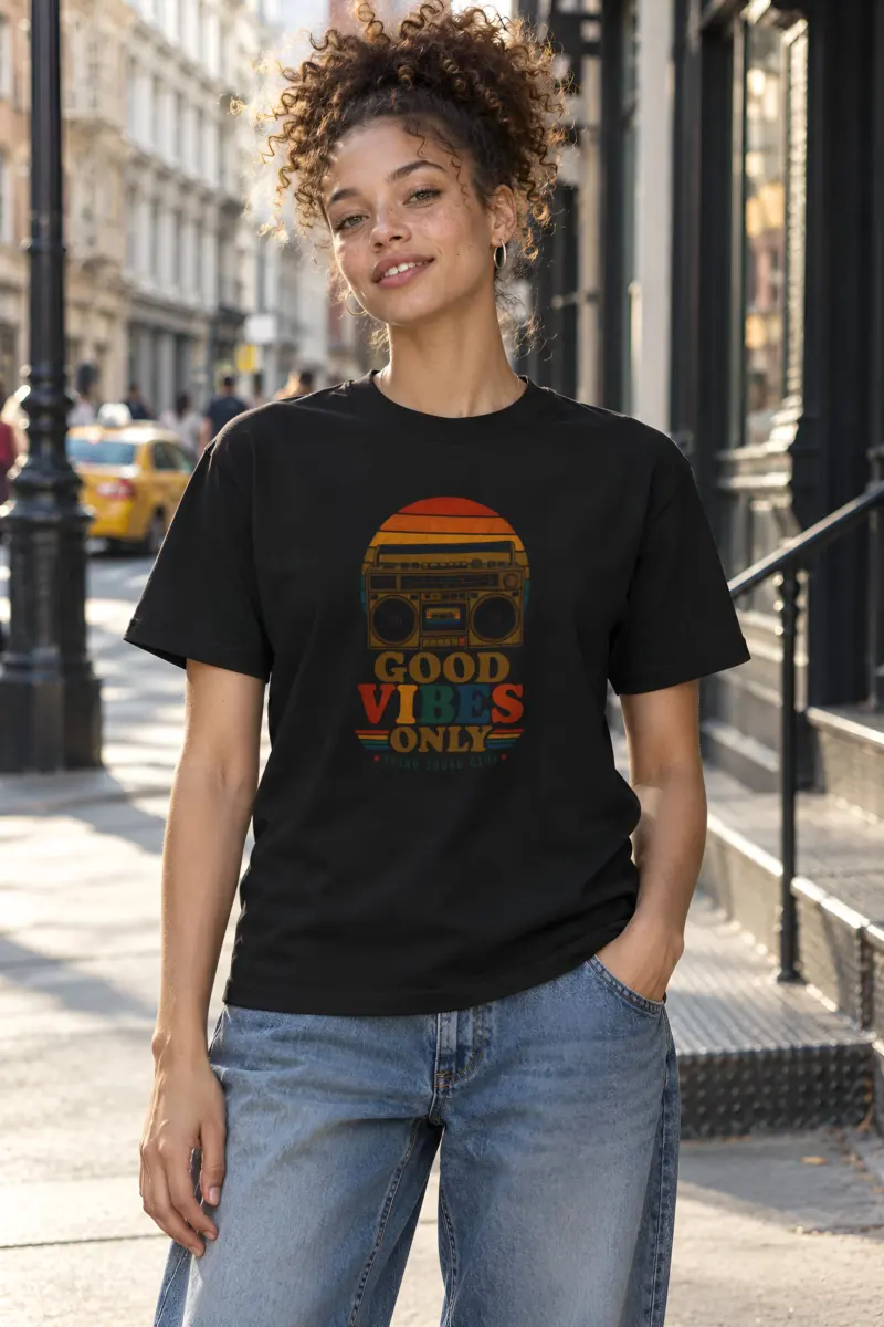 "Good Vibes Only" Heavyweight Unisex Crewneck T-shirt