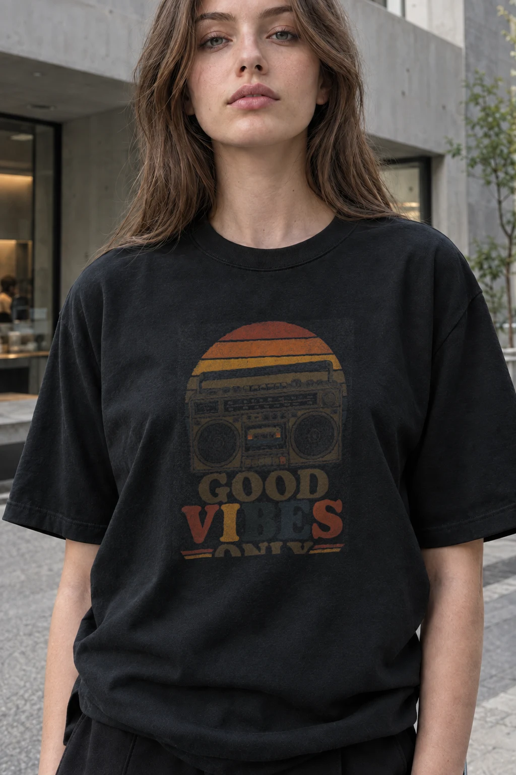 "Good Vibes Only" Heavyweight Unisex Crewneck T-shirt | Gildan 5000