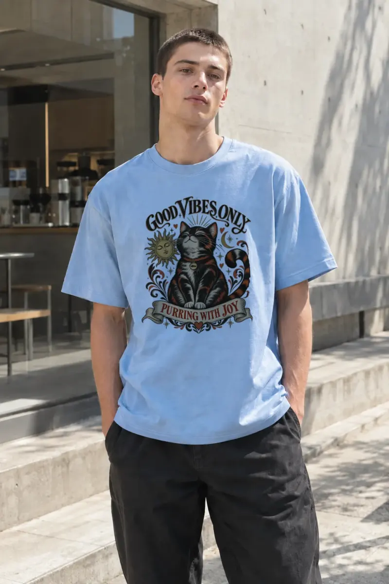"Good Vibes Only" Heavyweight Unisex Crewneck T-shirt | Gildan 5000