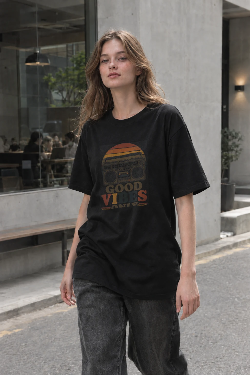 "Good Vibes Only" Heavyweight Unisex Crewneck T-shirt | Gildan 5000