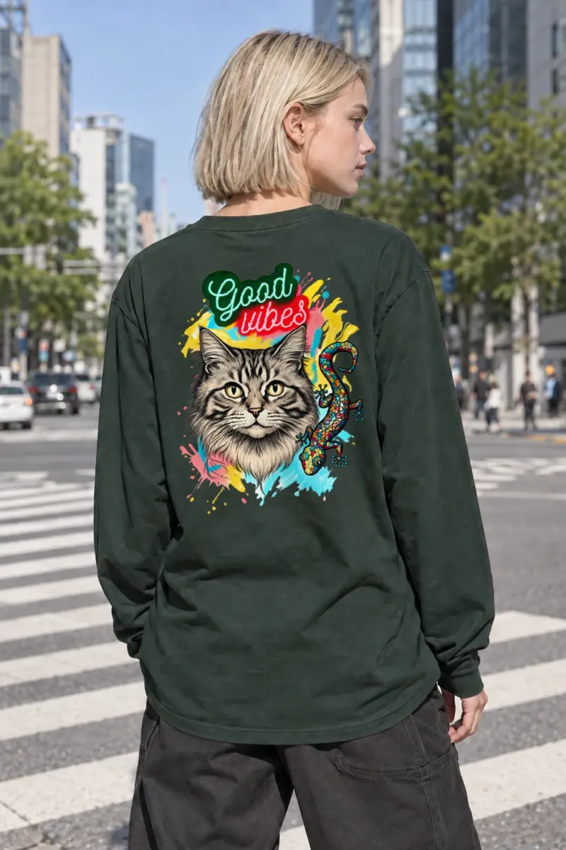 "Good Vibes Tabby" Unisex Longsleeve T-shirt | Gildan 2400