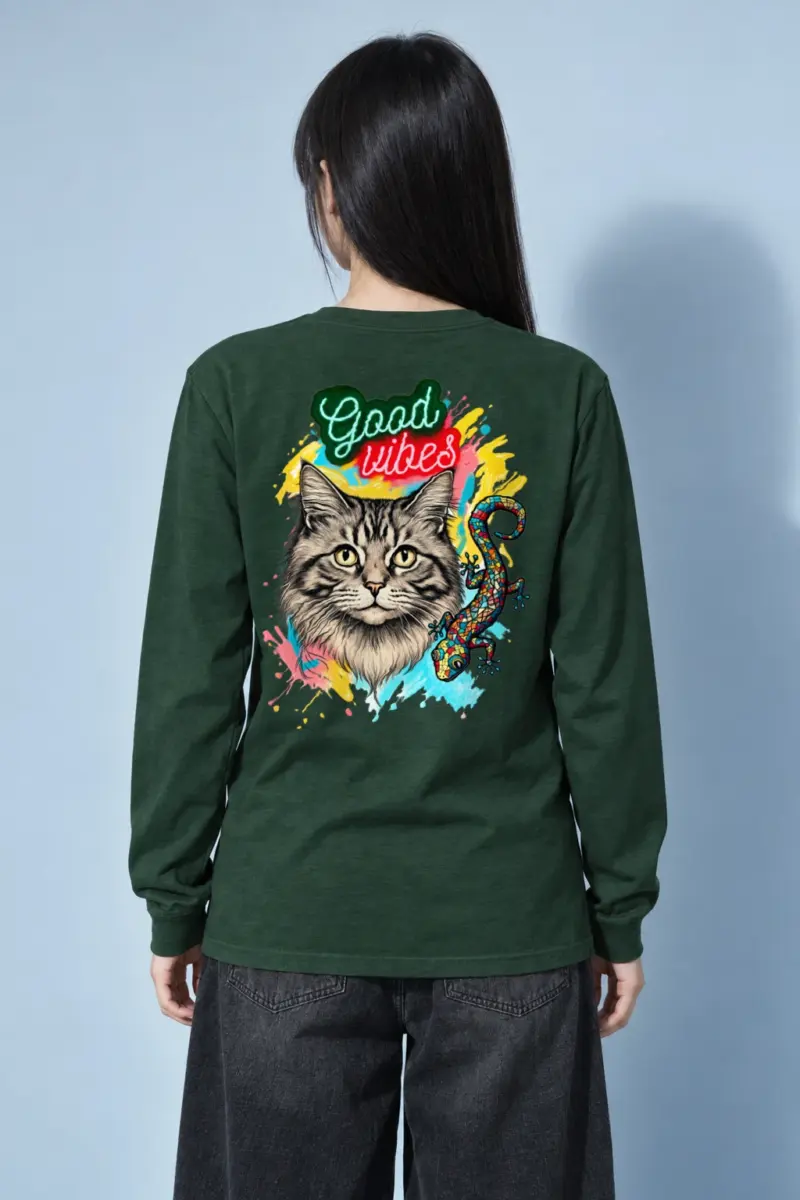 "Good Vibes Tabby" Unisex Longsleeve T-shirt