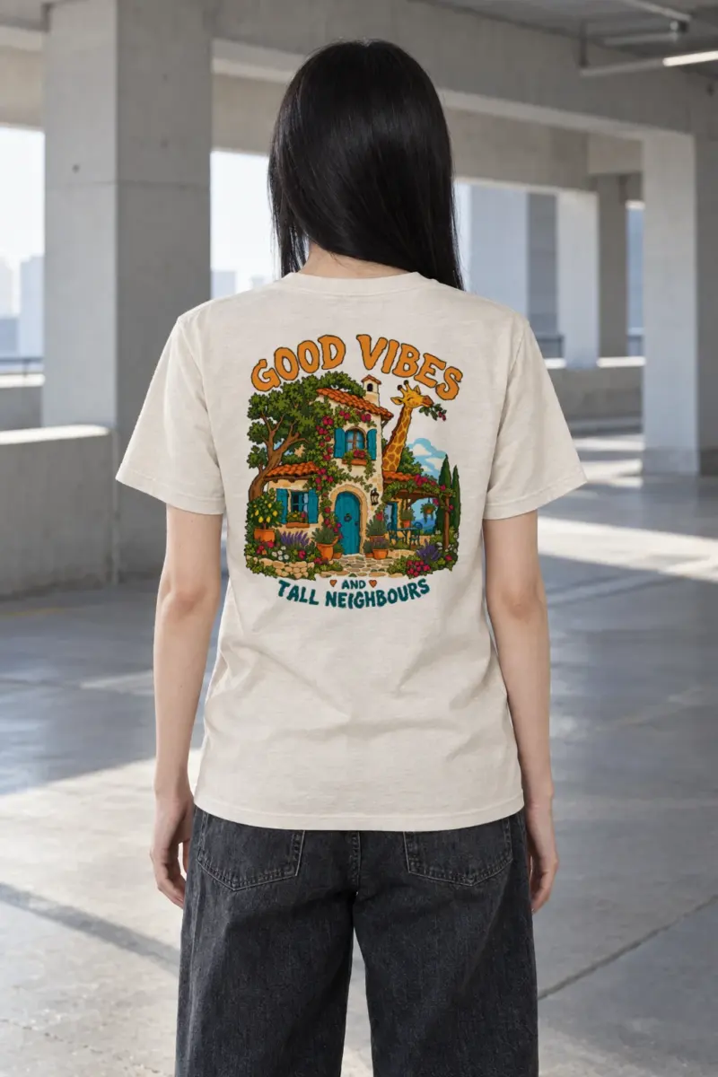 "Good Vibes Tall Neighbours" Heavyweight Unisex Crewneck T-shirt | Gildan 5000