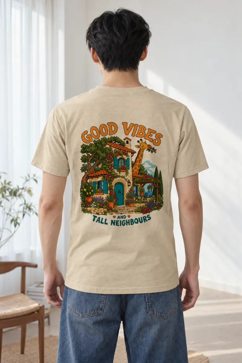 "Good Vibes Tall Neighbours" Heavyweight Unisex Crewneck T-shirt