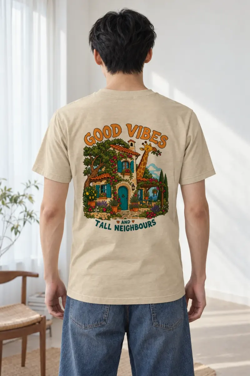 "Good Vibes Tall Neighbours" Heavyweight Unisex Crewneck T-shirt