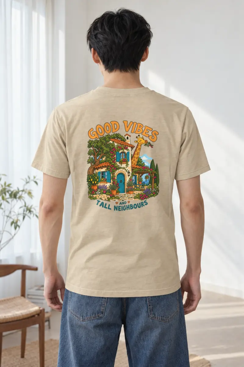 "Good Vibes Tall Neighbours" Heavyweight Unisex Crewneck T-shirt