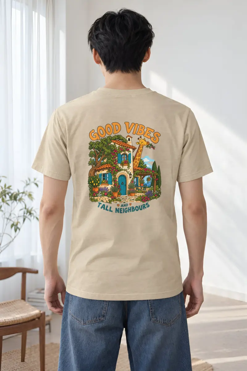 "Good Vibes Tall Neighbours" Heavyweight Unisex Crewneck T-shirt