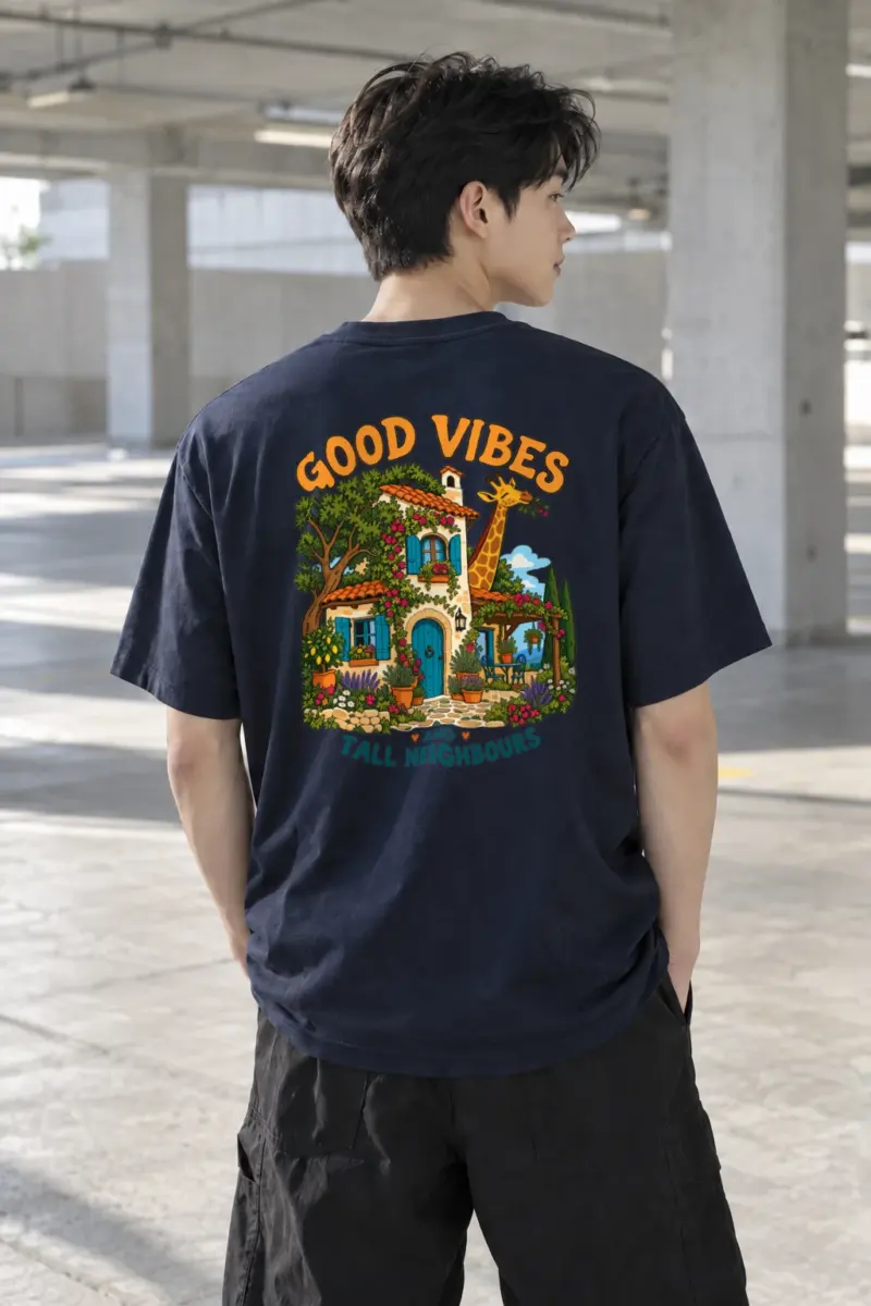 "Good Vibes Tall Neighbours" Heavyweight Unisex Crewneck T-shirt | Gildan 5000