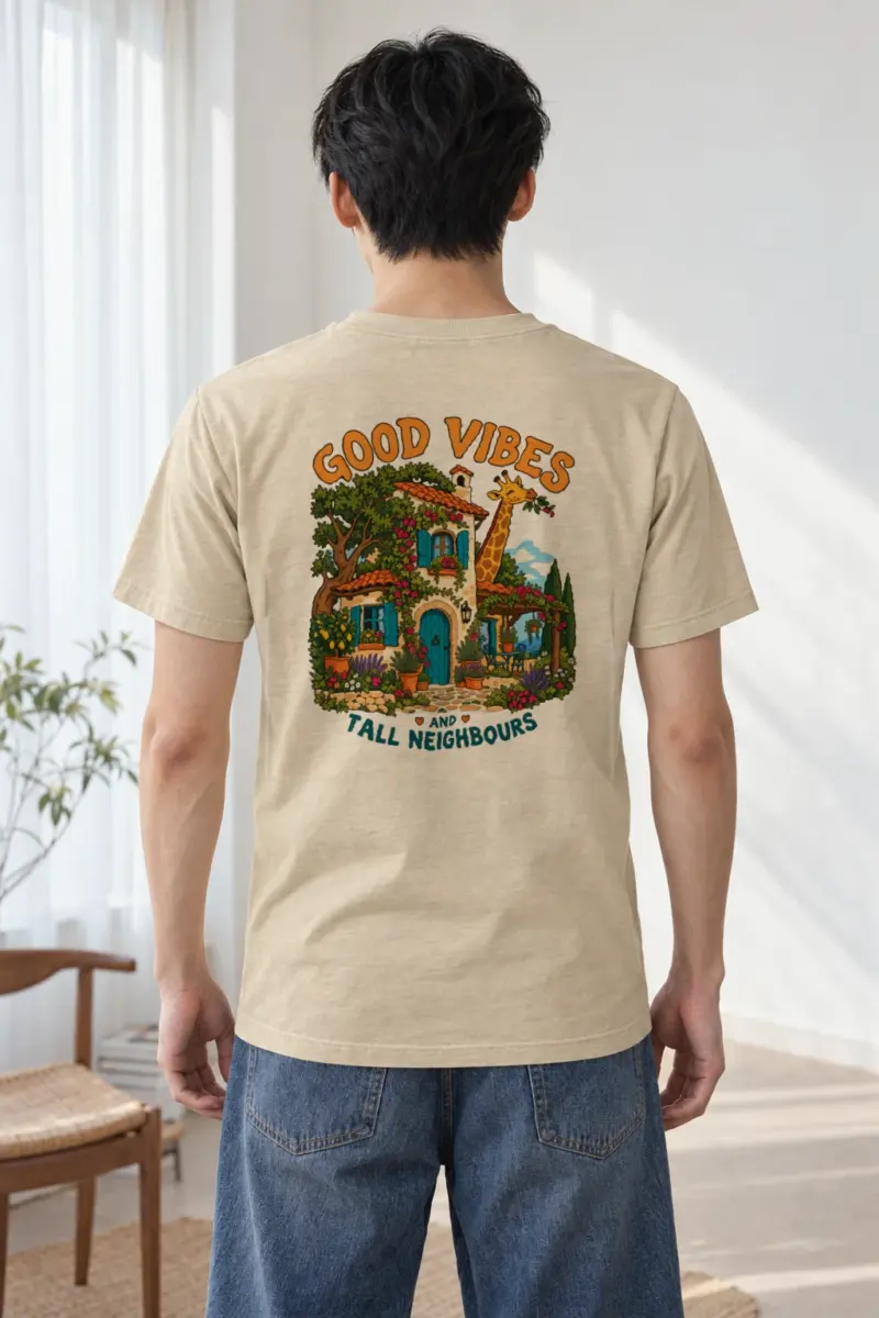 "Good Vibes Tall Neighbours" Heavyweight Unisex Crewneck T-shirt