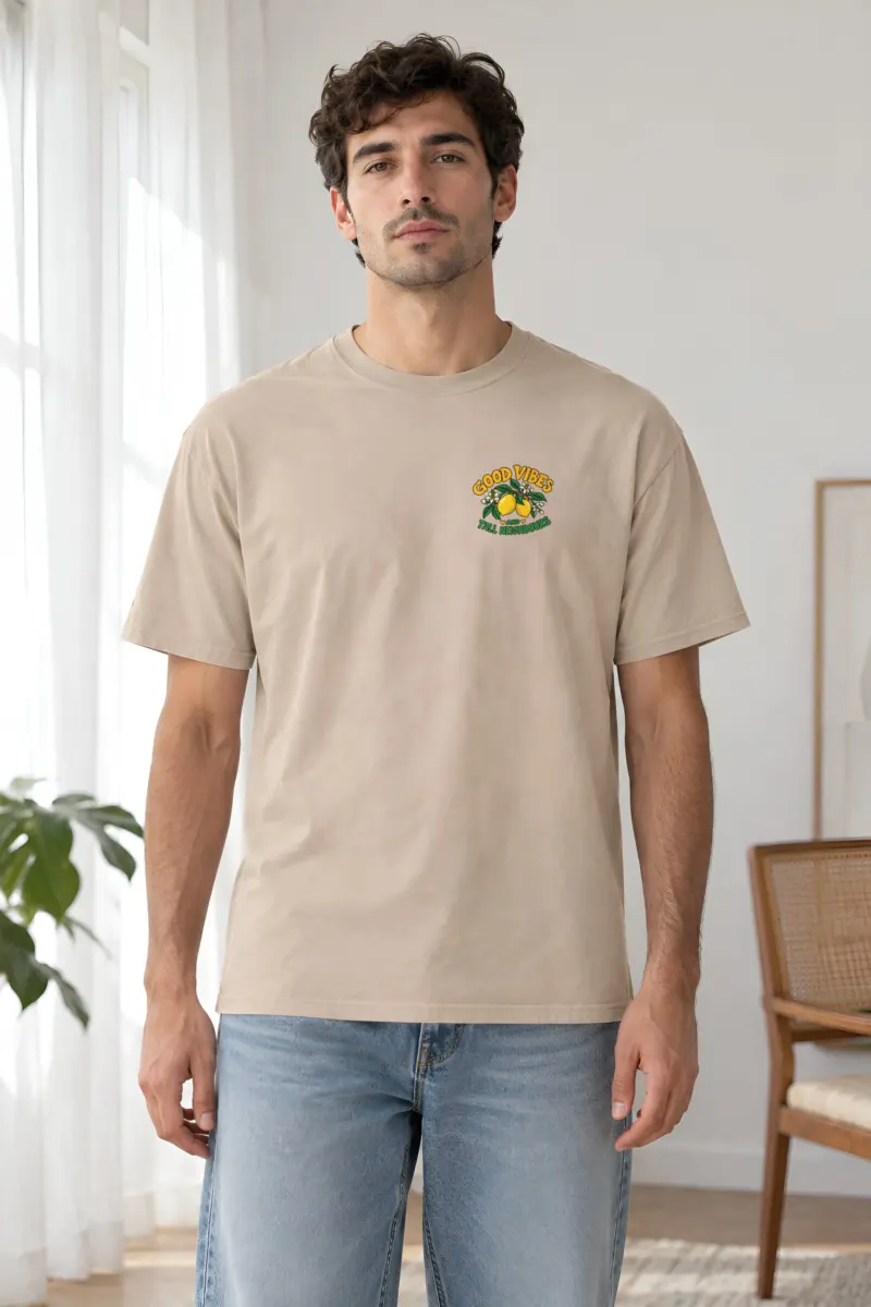 "Good Vibes Tall Neighbours" Heavyweight Unisex Crewneck T-shirt