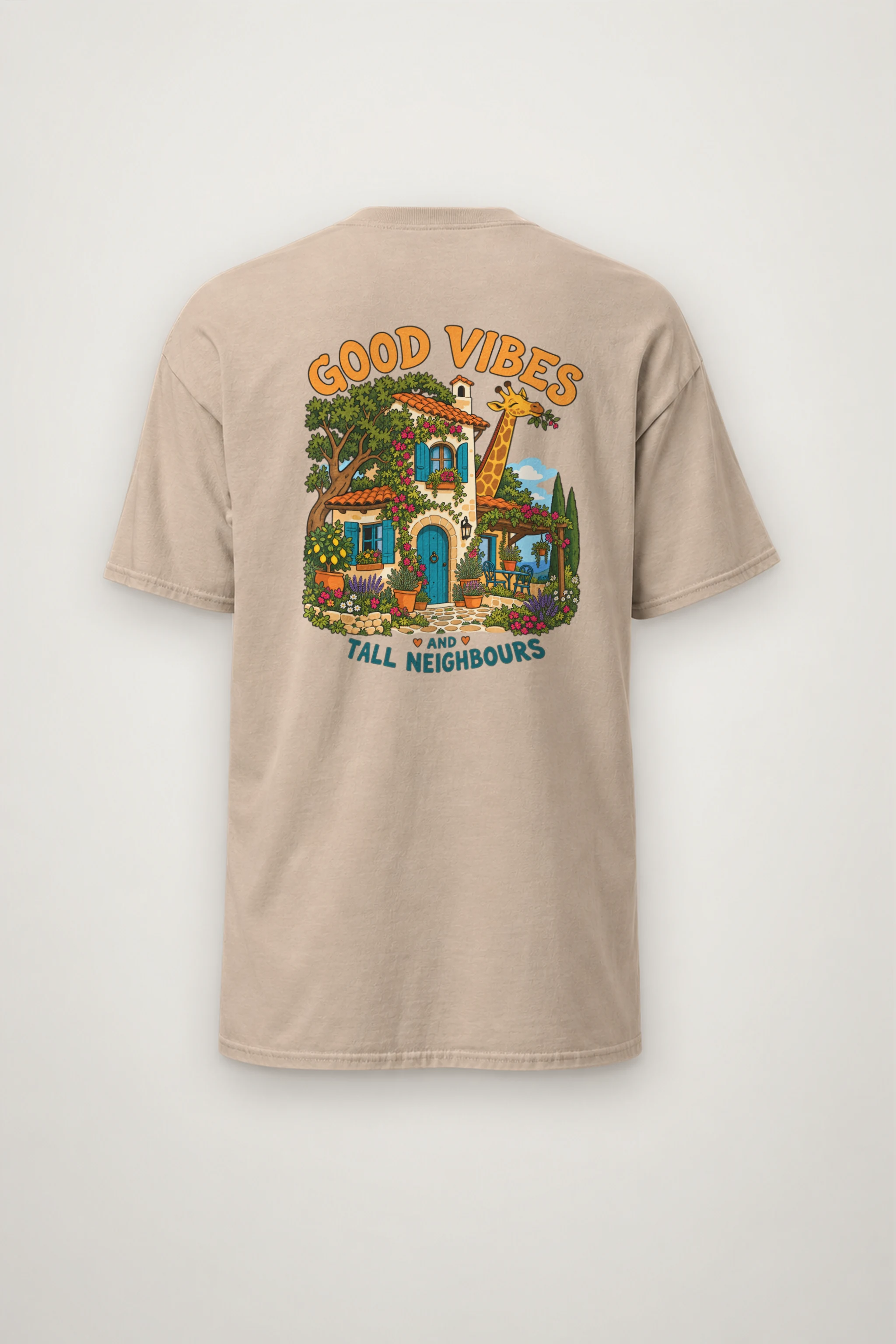 "Good Vibes Tall Neighbours" Heavyweight Unisex Crewneck T-shirt