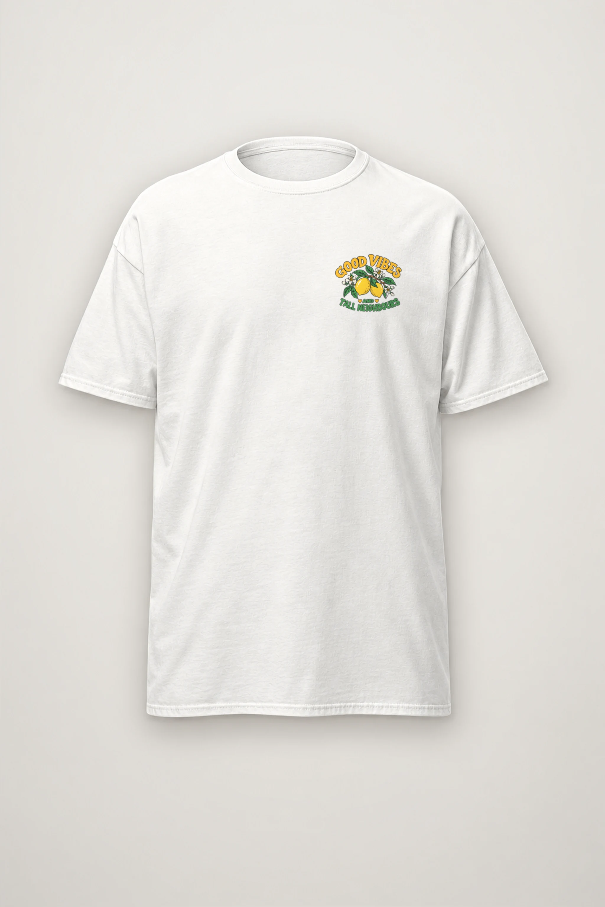 "Good Vibes Tall Neighbours" Heavyweight Unisex Crewneck T-shirt