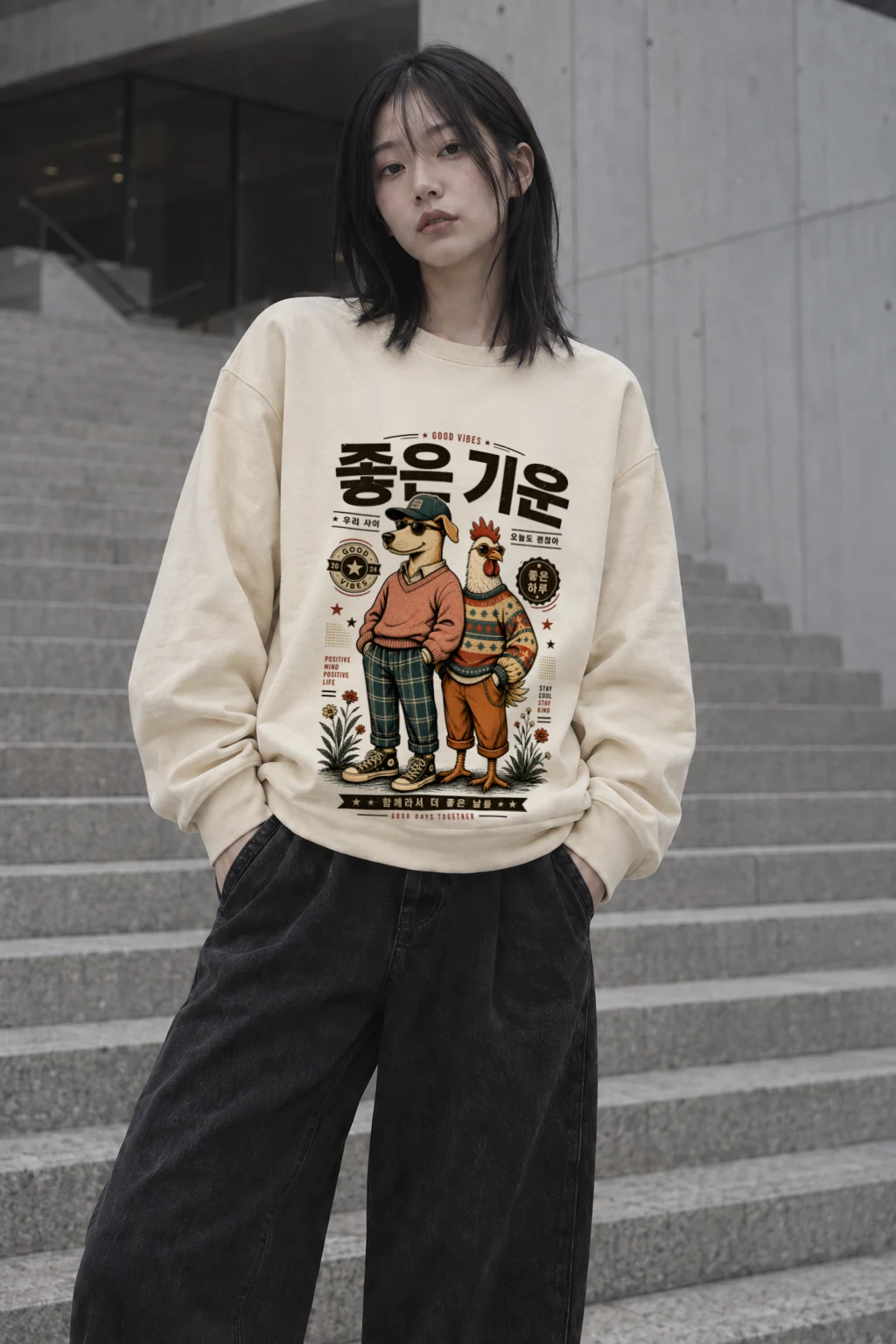 "Good Vibes Together" Unisex Sponge Fleece Crewneck Sweatshirt | Bella + Canvas 3901