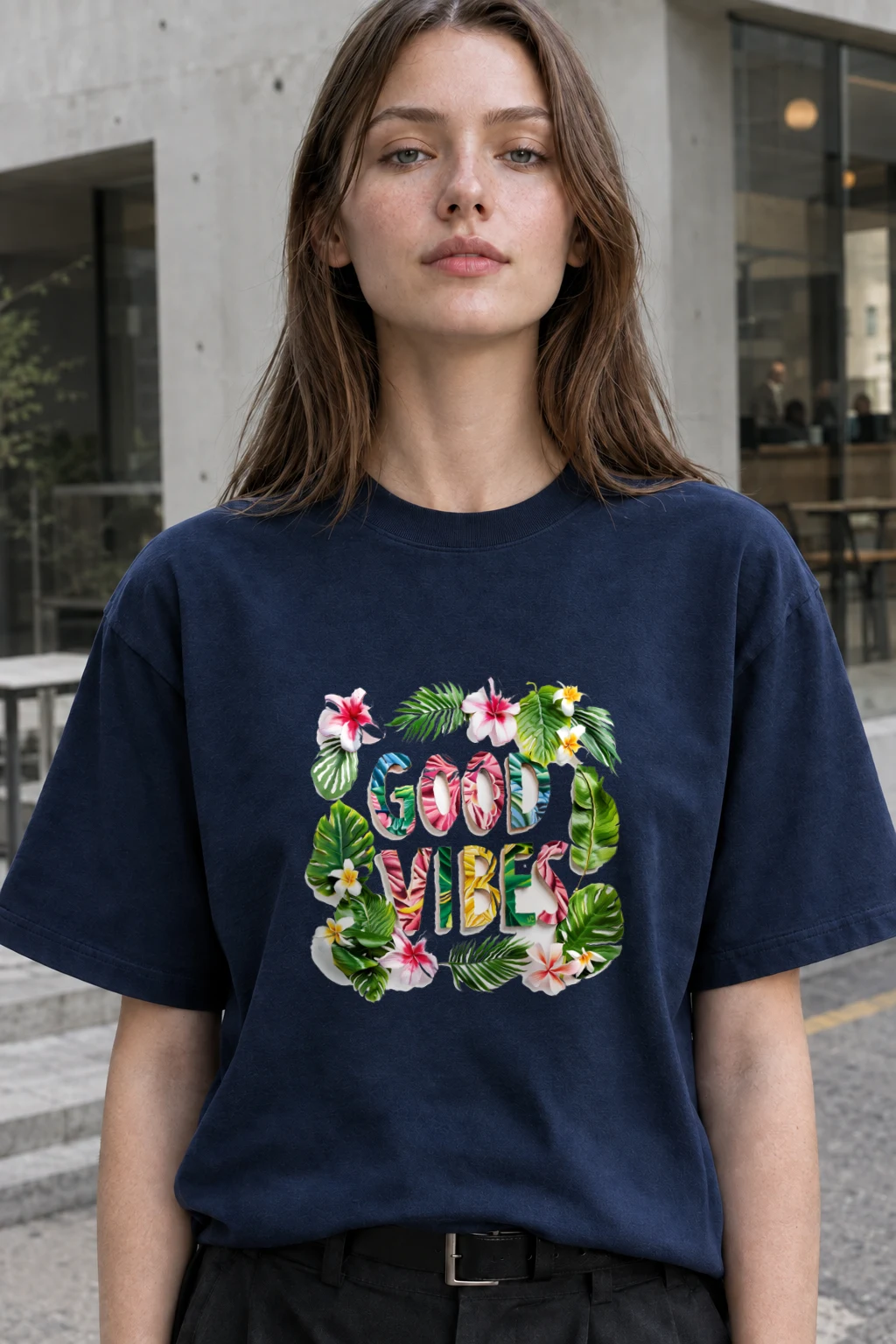 "Good Vibes Wreath" Heavyweight Unisex Crewneck T-shirt | Gildan 5000