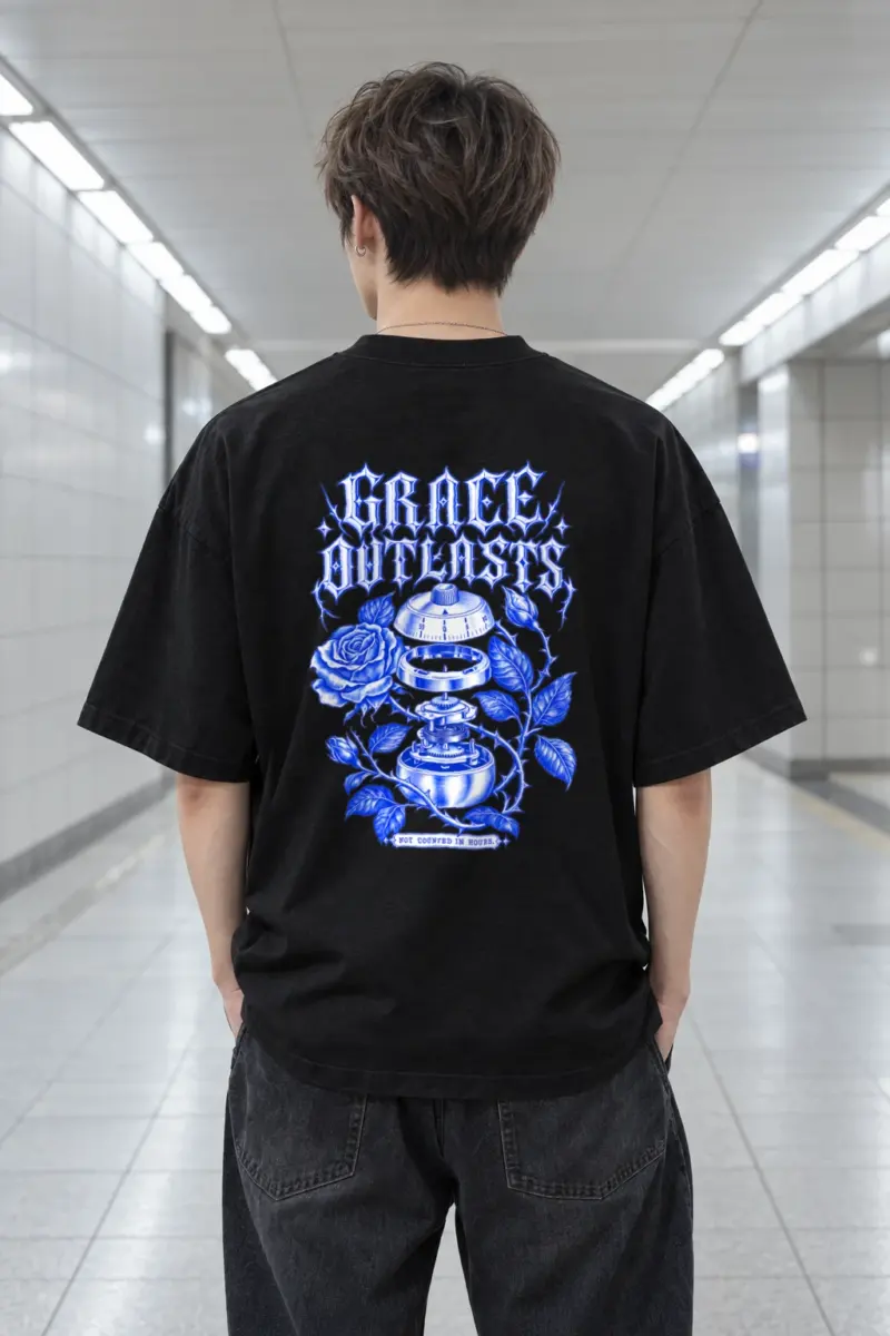 "Grace Outlasts" Men's Oversized Heavyweight Crewneck T-Shirt