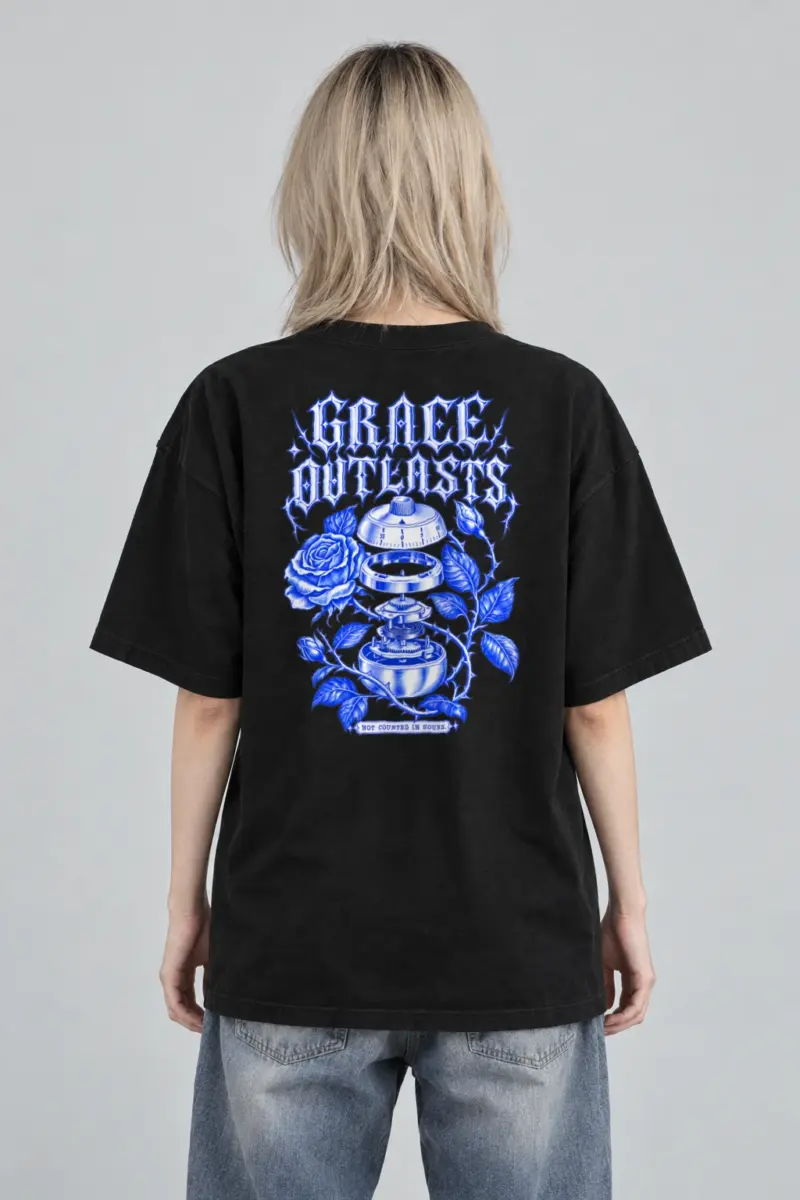 "Grace Outlasts" Men's Oversized Heavyweight Crewneck T-Shirt | Shaka Wear SHMHSS