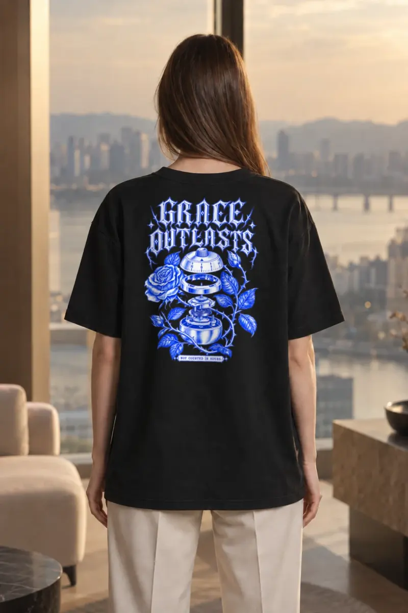 "Grace Outlasts" Men's Oversized Heavyweight Crewneck T-Shirt | Shaka Wear SHMHSS