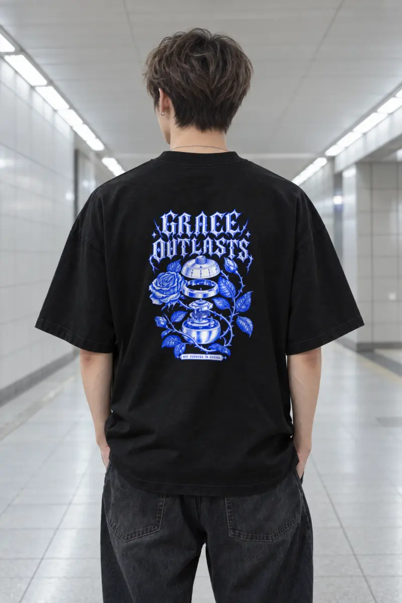 "Grace Outlasts" Men's Oversized Heavyweight Crewneck T-Shirt