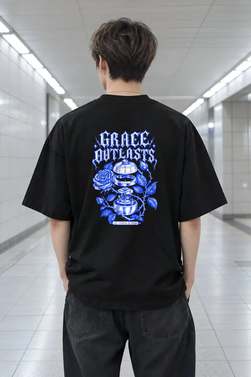 "Grace Outlasts" Men's Oversized Heavyweight Crewneck T-Shirt