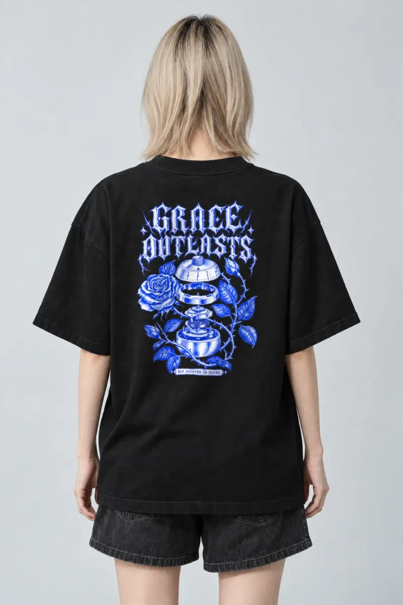 "Grace Outlasts" Men's Oversized Heavyweight Crewneck T-Shirt