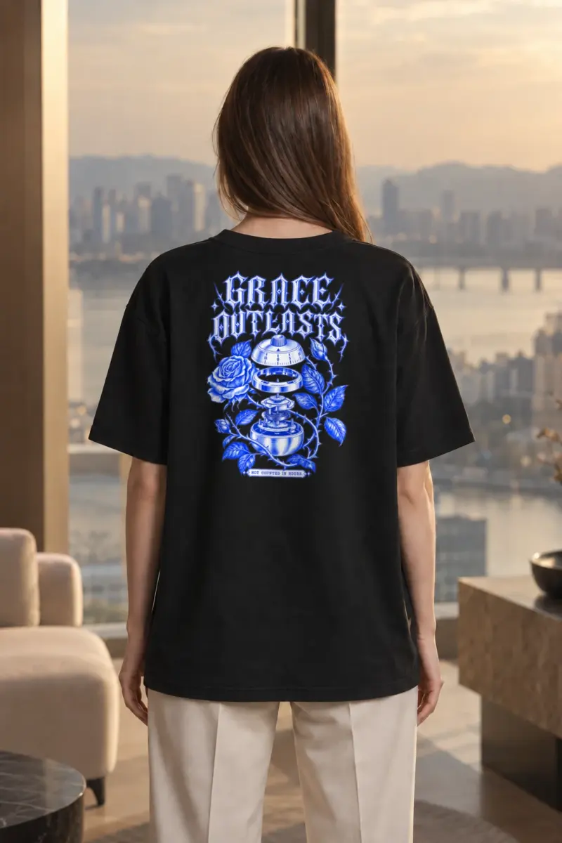 “Grace Outlasts” Men’s Oversized Heavyweight Crewneck T-Shirt | Shaka Wear SHMHSS