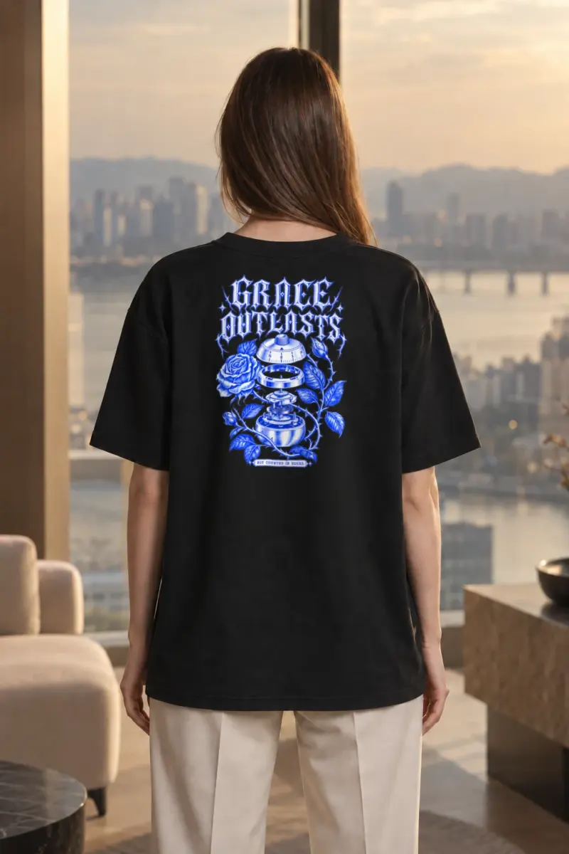 "Grace Outlasts" Men's Oversized Heavyweight Crewneck T-Shirt | Shaka Wear SHMHSS