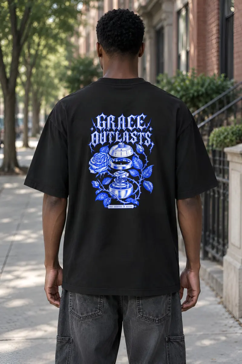 "Grace Outlasts" Unisex Oversized Heavyweight Crewneck T-Shirt