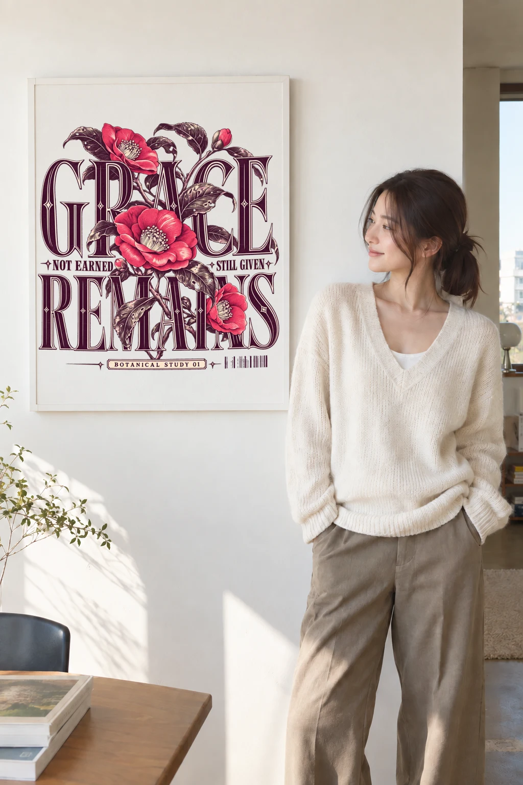 "Grace Remains" Premium Wooden Framed Poster