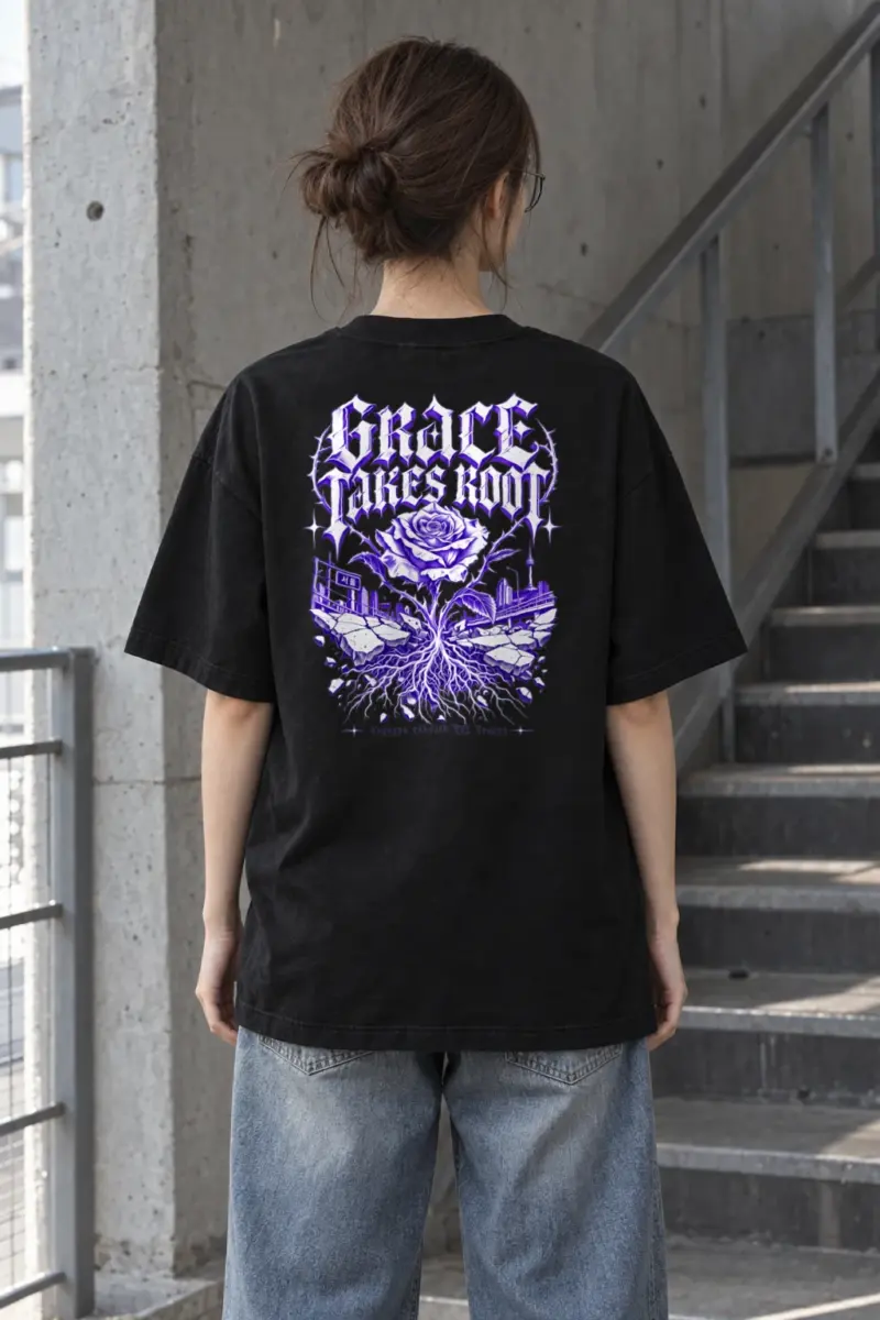 "Grace Takes Root" Men's Oversized Heavyweight Crewneck T-Shirt | Shaka Wear SHMHSS
