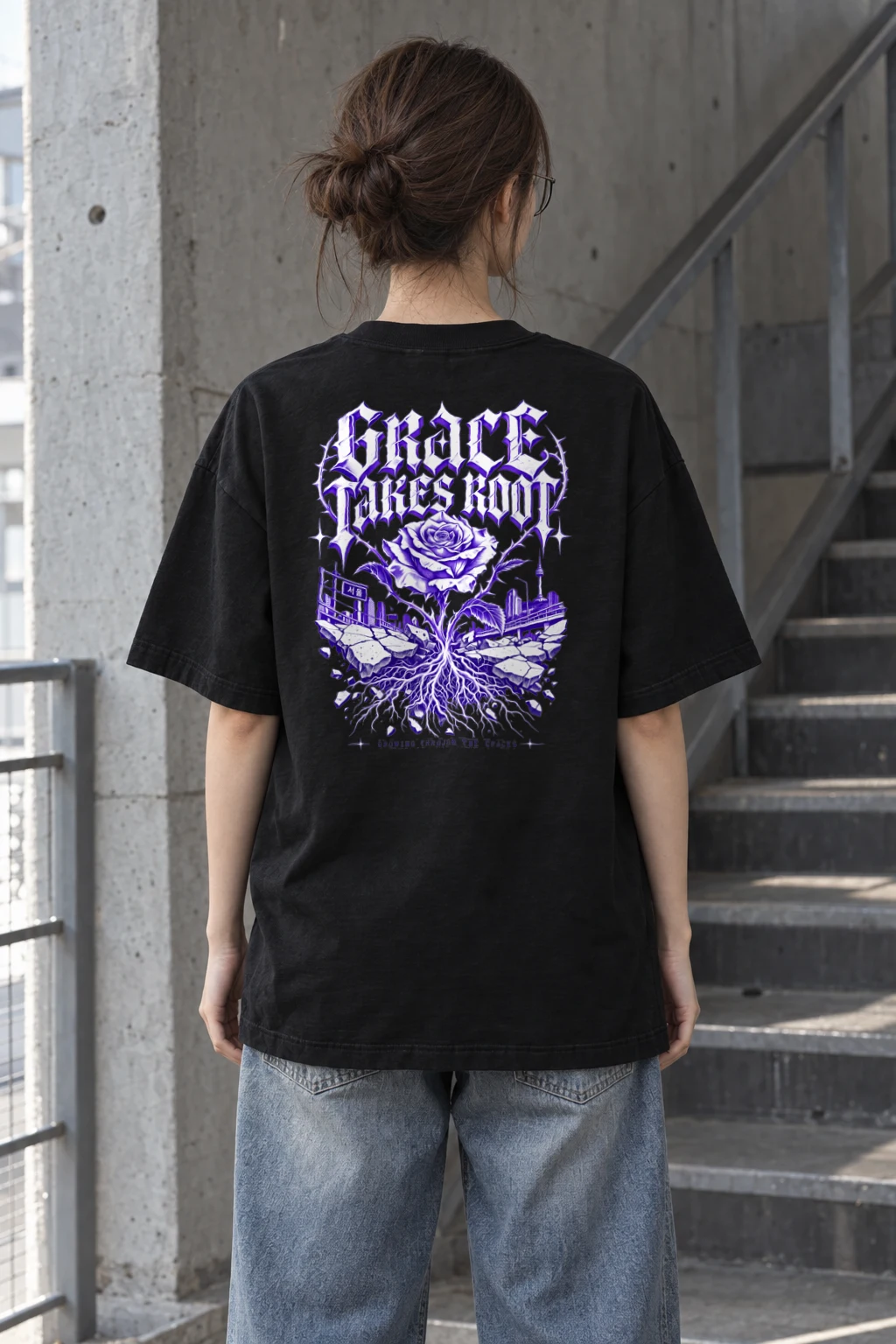"Grace Takes Root" Men's Oversized Heavyweight Crewneck T-Shirt | Shaka Wear SHMHSS