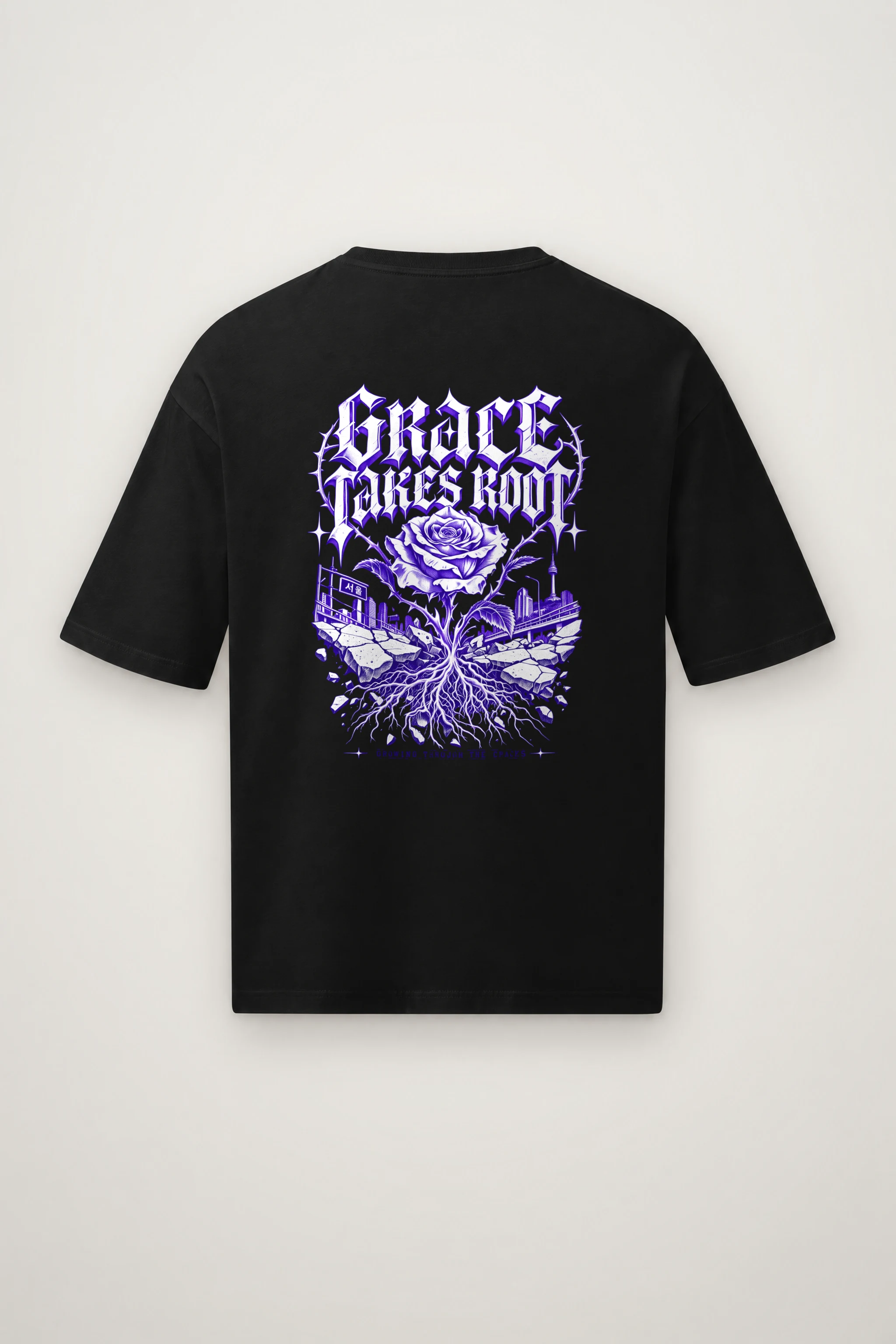 "Grace Takes Root" Men's Oversized Heavyweight Crewneck T-Shirt
