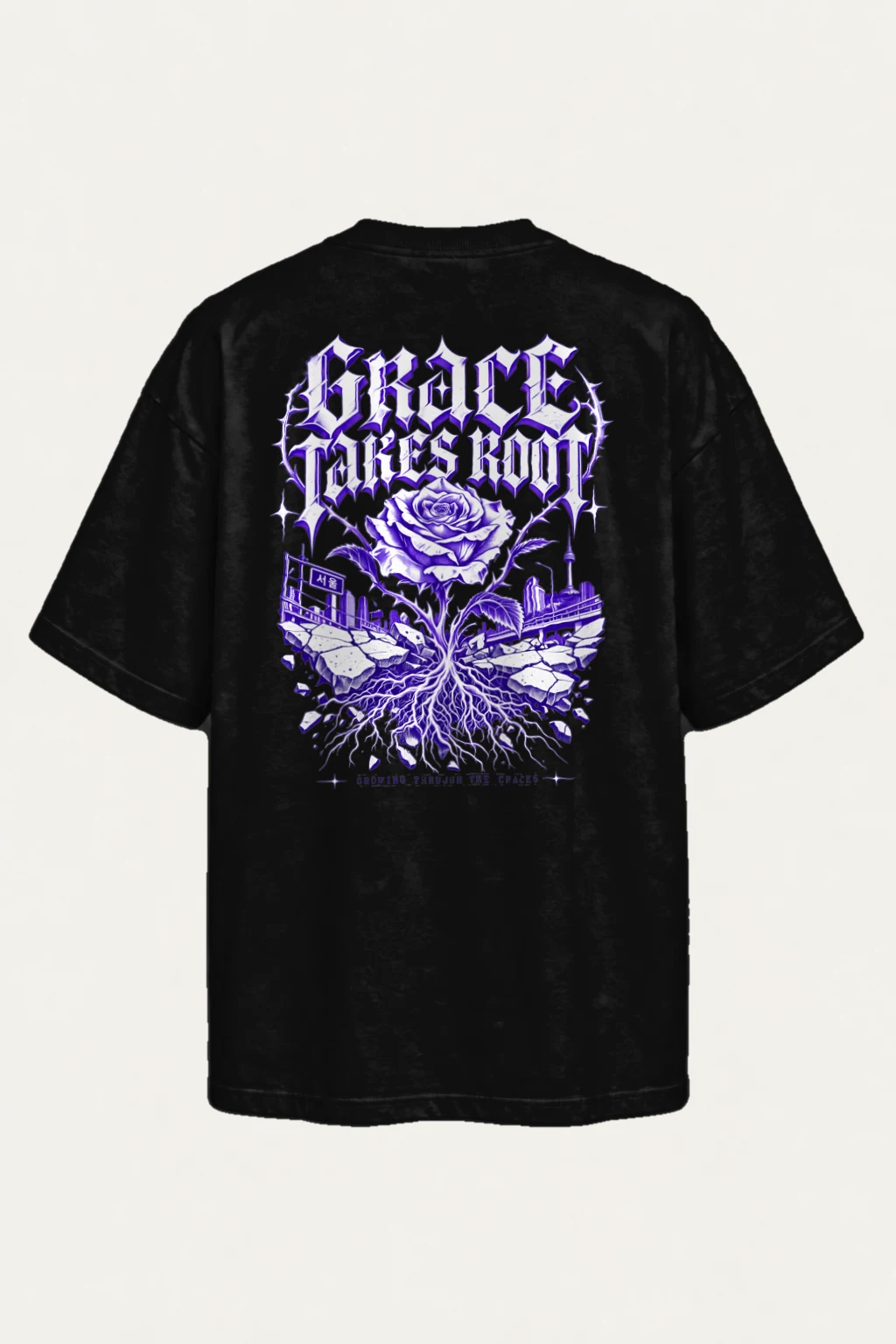 "Grace Takes Root" Men's Oversized Heavyweight Crewneck T-Shirt | Shaka Wear SHMHSS
