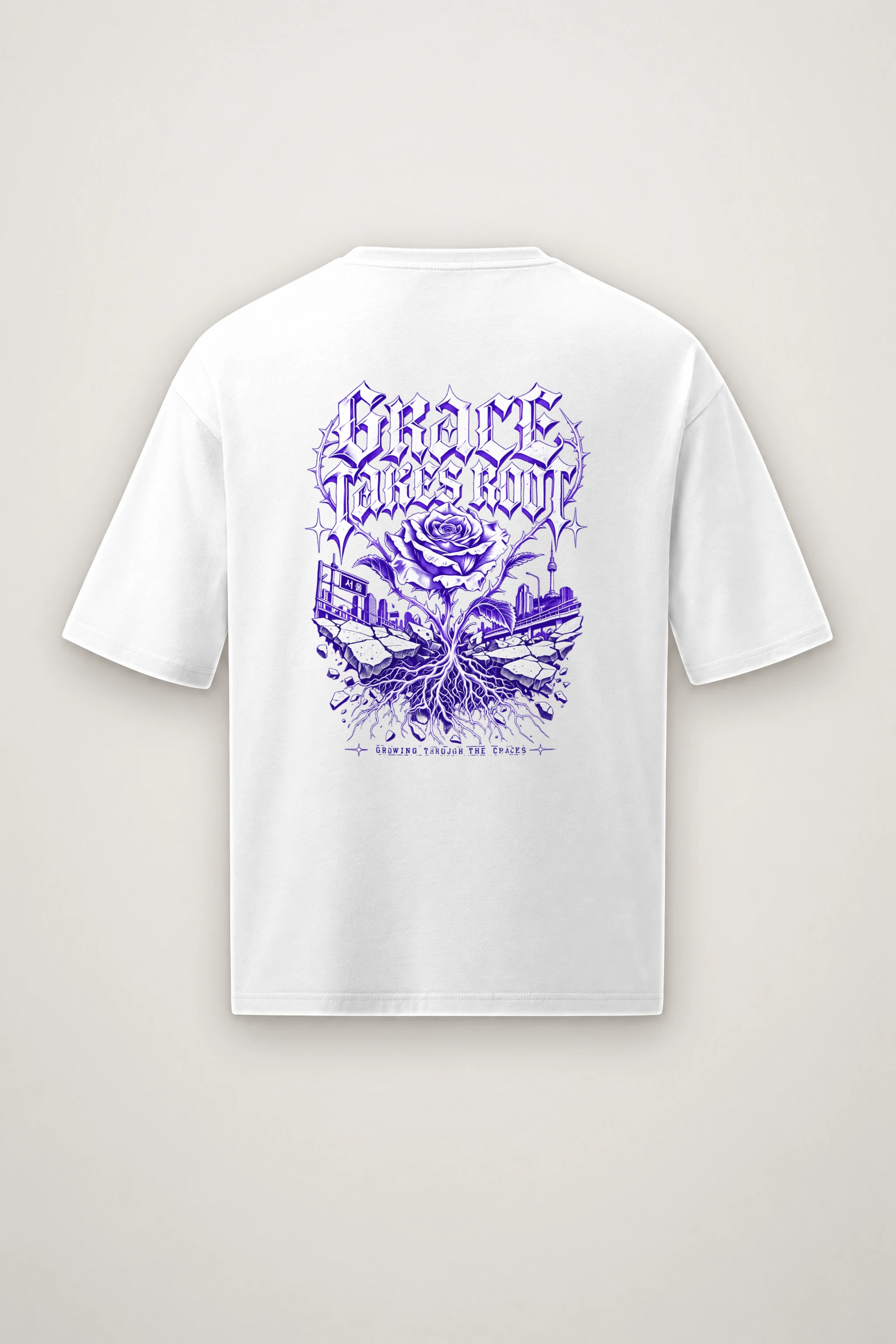 "Grace Takes Root" Men's Oversized Heavyweight Crewneck T-Shirt