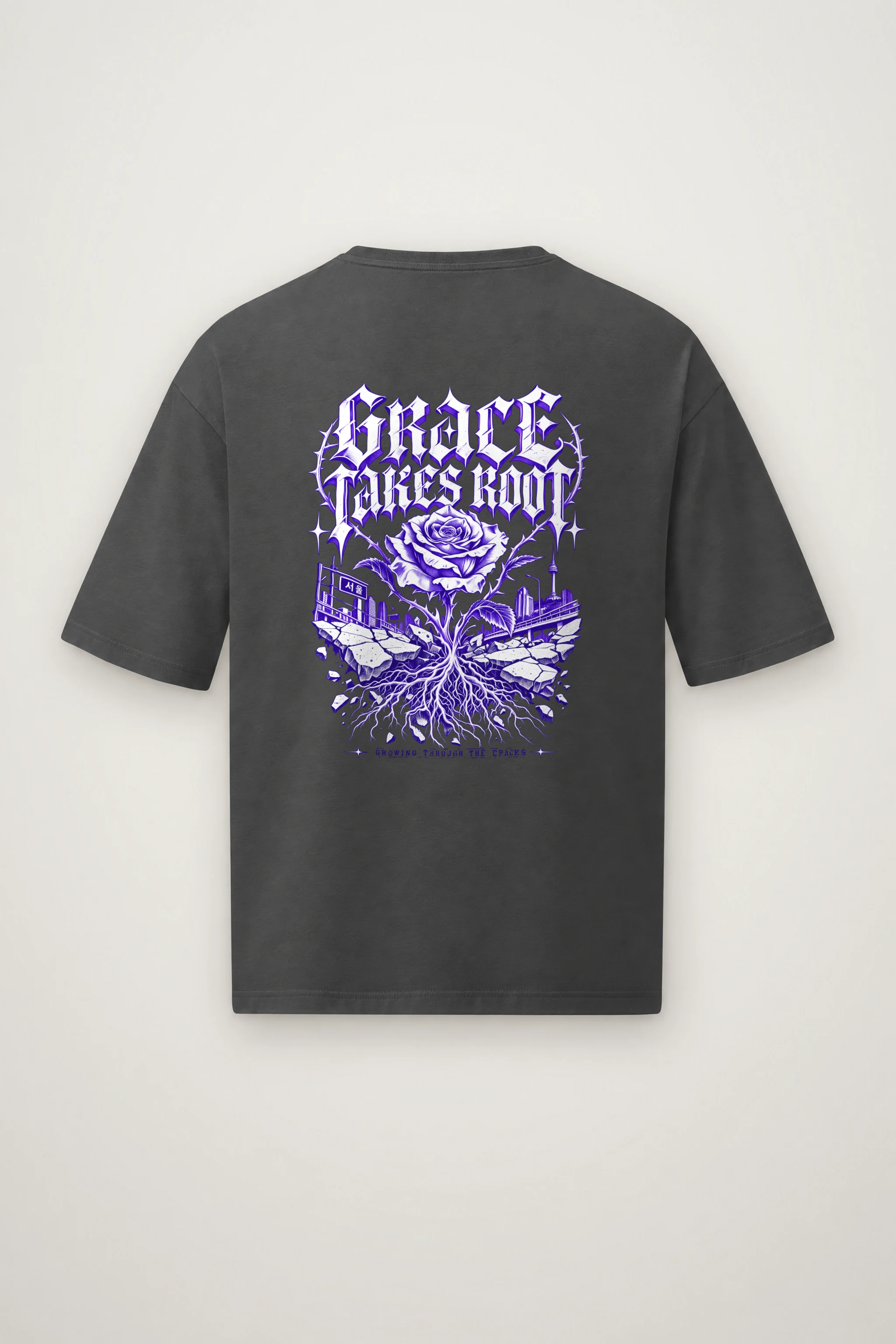 "Grace Takes Root" Men's Oversized Heavyweight Crewneck T-Shirt