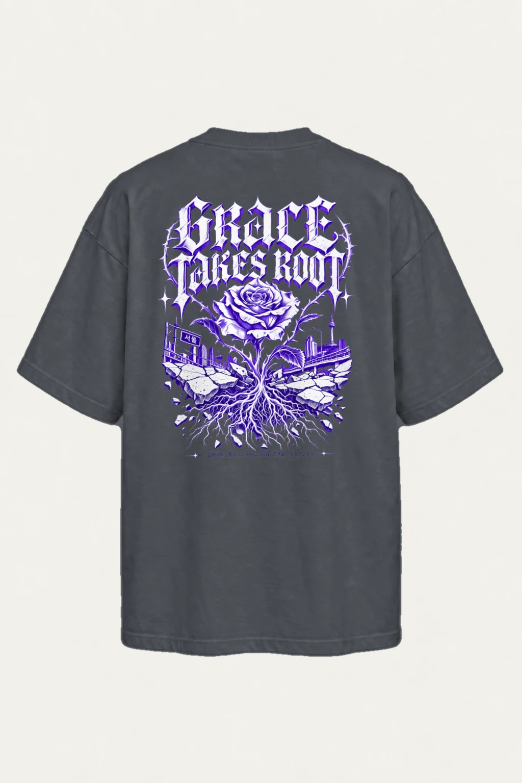 "Grace Takes Root" Men's Oversized Heavyweight Crewneck T-Shirt | Shaka Wear SHMHSS