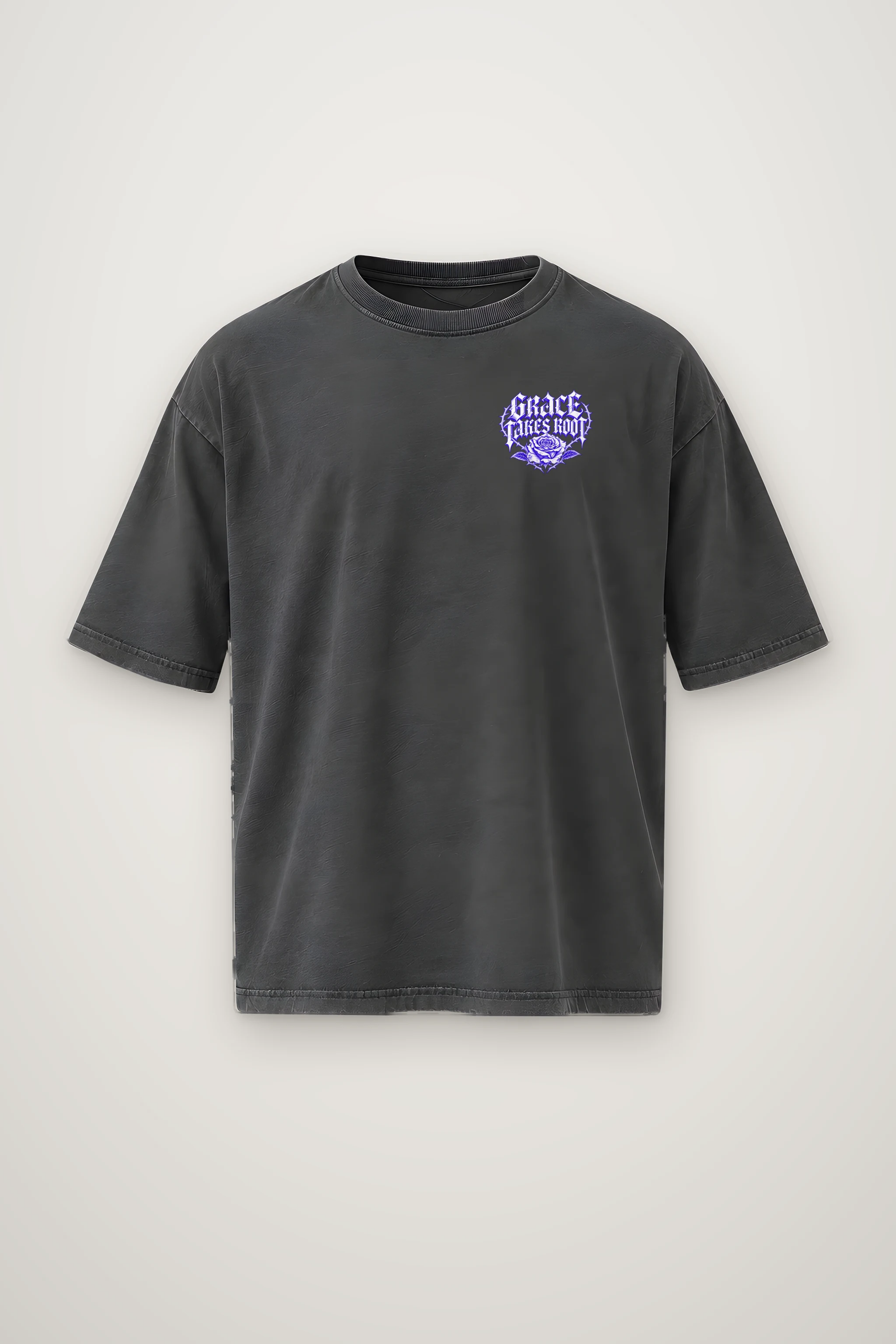 "Grace Takes Root" Men's Oversized Heavyweight Crewneck T-Shirt