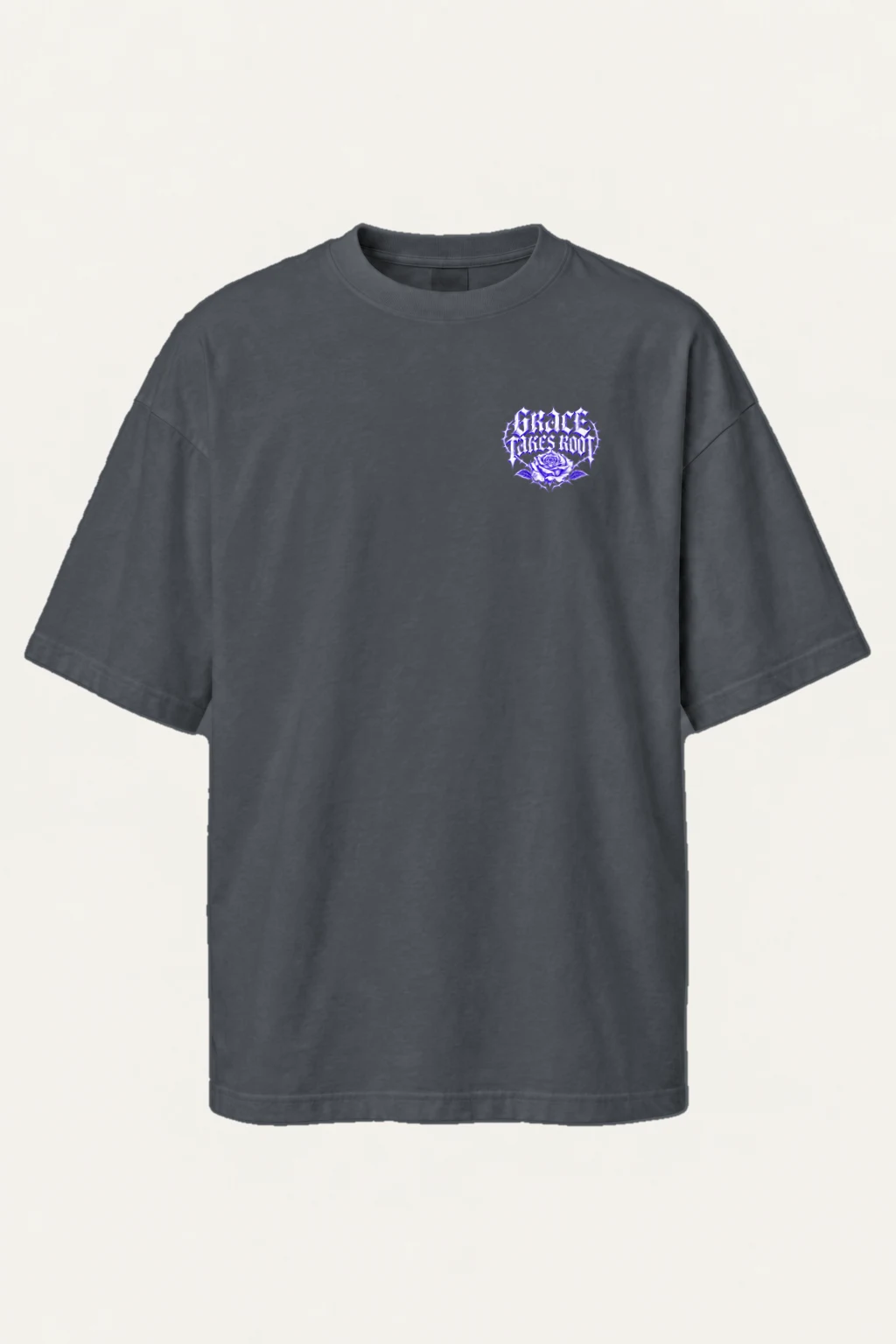 "Grace Takes Root" Men's Oversized Heavyweight Crewneck T-Shirt | Shaka Wear SHMHSS