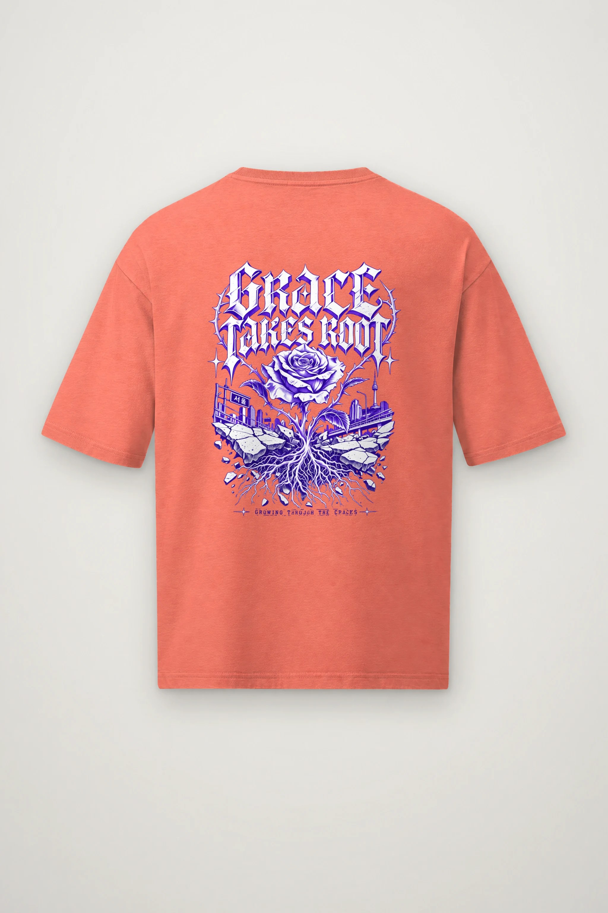 "Grace Takes Root" Men's Oversized Heavyweight Crewneck T-Shirt