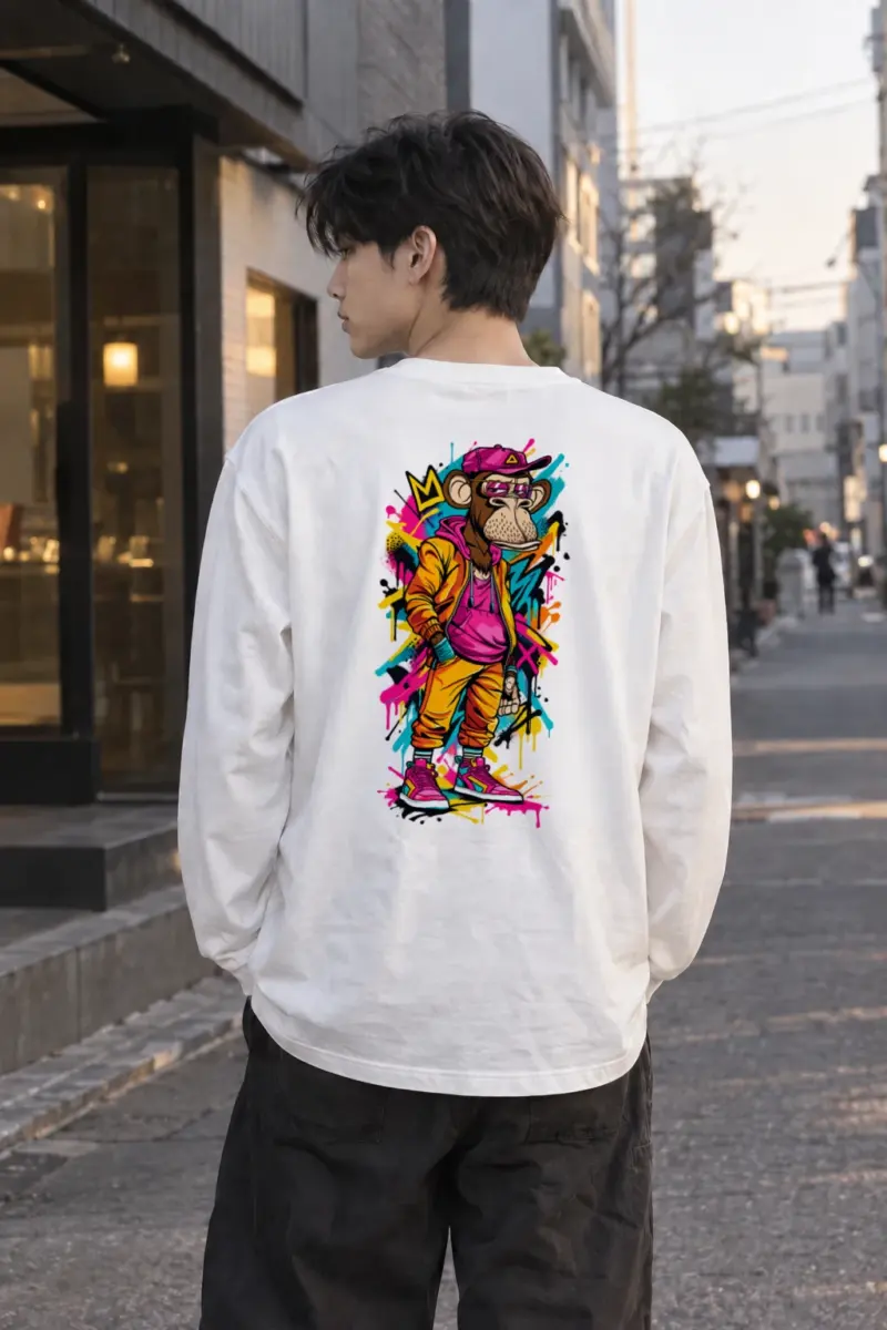 "Graffiti Ape Pose" Unisex Longsleeve T-shirt | Gildan 2400