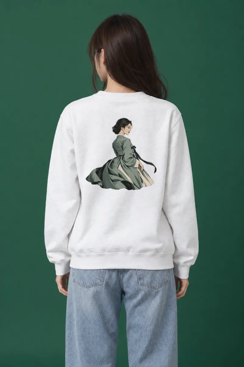 "Green Hanbok Portrait" Heavy Blend Unisex Crewneck Sweatshirt