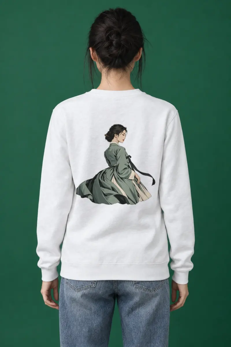 "Green Hanbok Portrait" Heavy Blend Unisex Crewneck Sweatshirt
