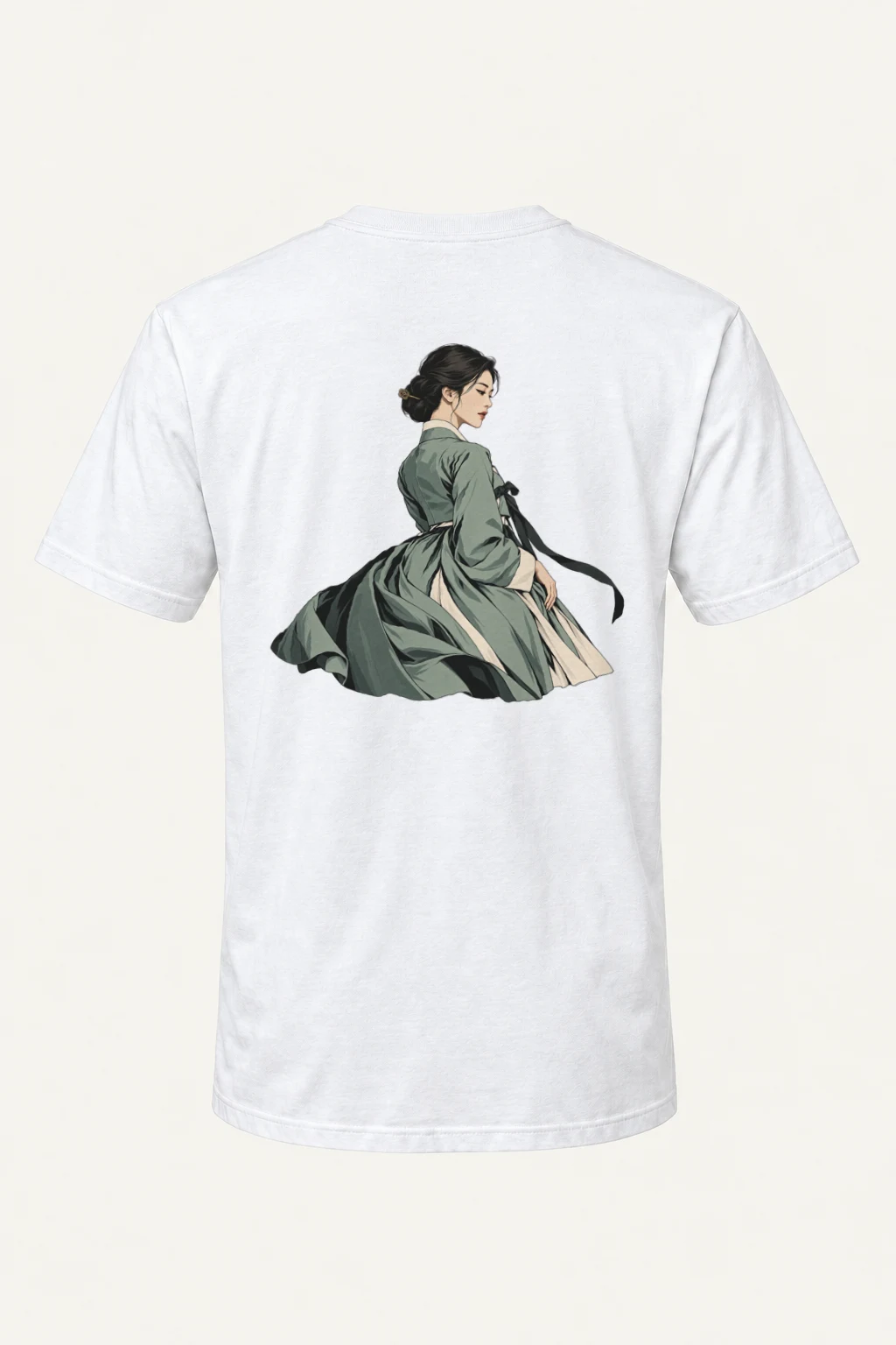 "Green Hanbok Portrait" Heavyweight Unisex Crewneck T-shirt | Gildan 5000