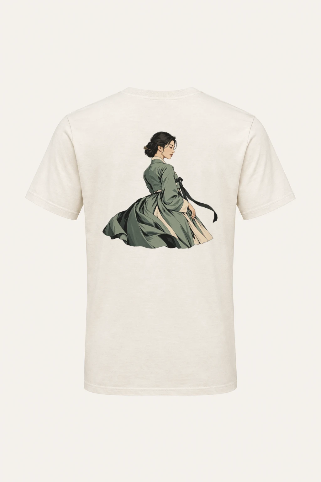 "Green Hanbok Portrait" Heavyweight Unisex Crewneck T-shirt | Gildan 5000