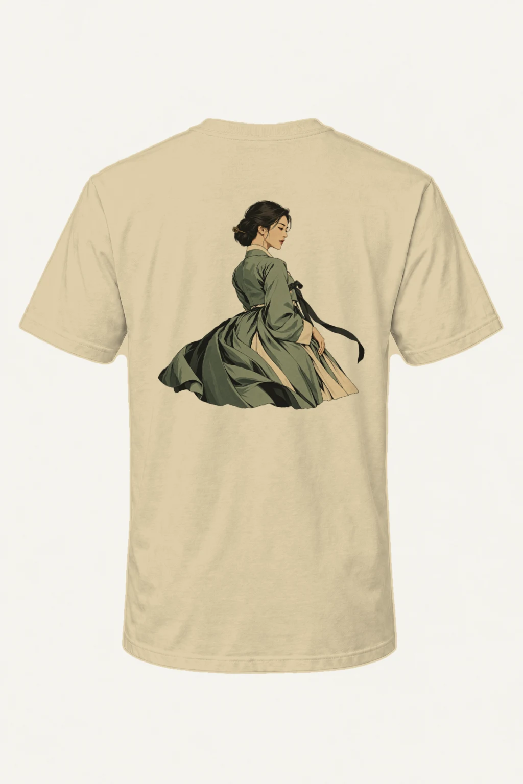 "Green Hanbok Portrait" Heavyweight Unisex Crewneck T-shirt | Gildan 5000
