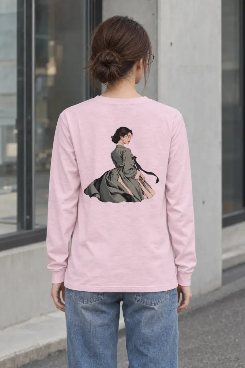 "Green Hanbok Portrait" Unisex Longsleeve T-shirt